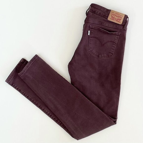 Levi's Denim - Levi's 711 Burgundy Mid Rise Skinny Jeans